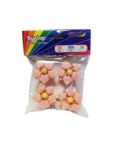 KIT ADORNO BURLAP CONFETTI FLOR ROSA GY-292 C/4PZ