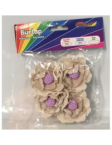 KIT ADORNO BURLAP CONFETTI FLOR GY-156 C/4PZ