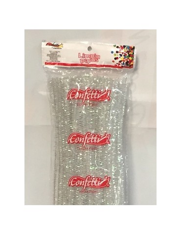 LIMPIA PIPAS CONFETTI BLANCO METALICO 301 C/100PZ