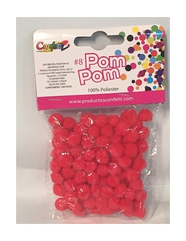 POMPOM CONFETTI 8 ROJO C/100PZ