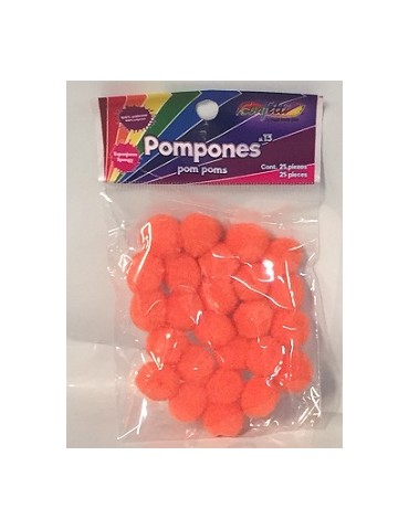 POMPOM CONFETTI 13 NARANJA C/25PZ