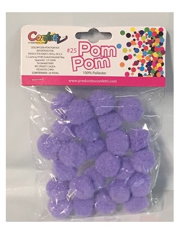 POMPOM CONFETTI 25 LILA C/25PZ
