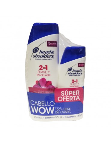 SHAMPOO H&S SUAVE Y MANEJABLE 375ML + 1 180ML     X/10