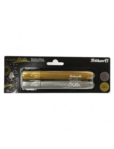 MARCADOR MARKATODO PELIKAN ORO/PLATA BL C/2PZ     X/100