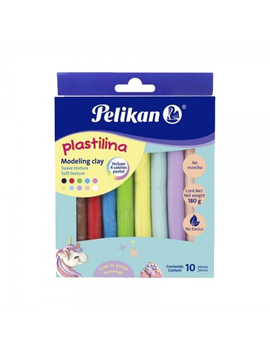 PLASTILINA PELIKAN C/10PZ PASTEL