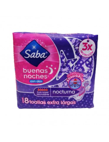 TOALLAS SABA NOCTURNA C/ALAS 8PZ      X/14