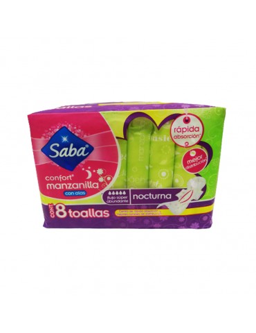 TOALLAS SABA CONFORT NOCTURNA C/ALAS 8PZ     X/10 O X/12