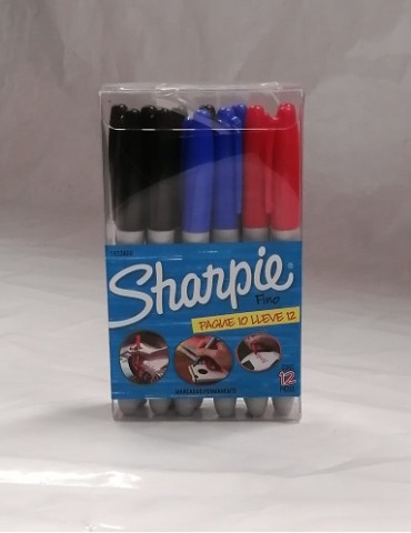 MARCADOR SHARPIE FINO NGO/AZL/RJO C/12PZ     X/12