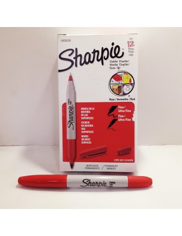 MARCADOR SHARPIE 2 PUNTAS ROJO C/12PZ 1805636    X/12