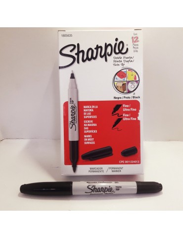 MARCADOR SHARPIE 2 PUNTAS NEGRO C/12PZ 1805635/32001B      X/12