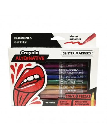 PLUMONES CRAYOLA ALTERNATIVE GLITTER BLC/8PZ     X/24