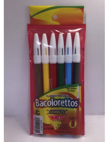 PLUMONES BACOLORETTOS C/6PZ      X/100