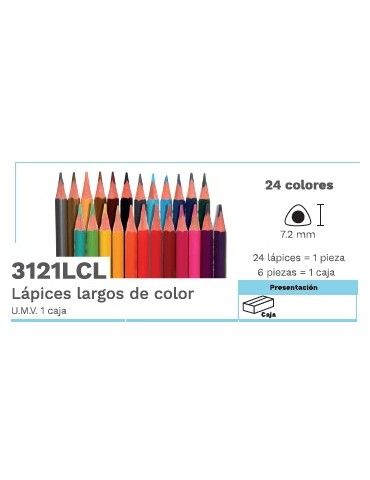 COLORES BARRILITO TRIANGULAR C/24 LARGOS 3121LCL