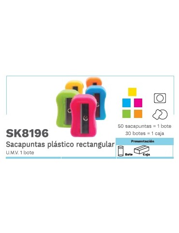 SACAPUNTAS BARRILITO RECTANGULAR C/50PZ SK8196     X/60