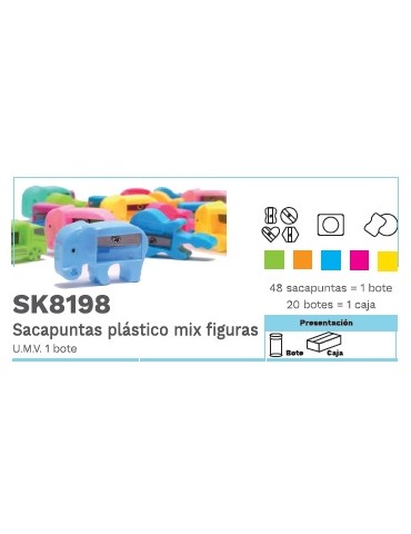 SACAPUNTAS BARRILITO FIGURAS MIX C/48PZ SK8198     X/40