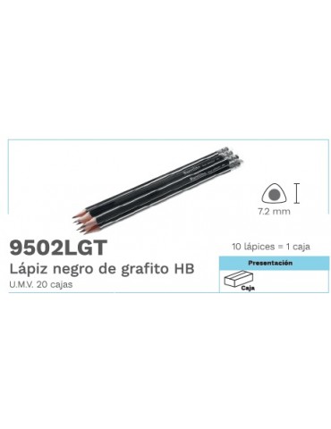 LAPIZ BARRILITO NEGRO C/10PZ 9502LGT