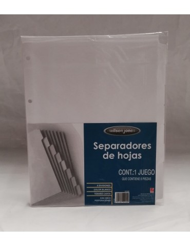 SEPARADOR DE HOJAS ACCO WILSONJONES 8DIV C/8PZ P2189     X/24