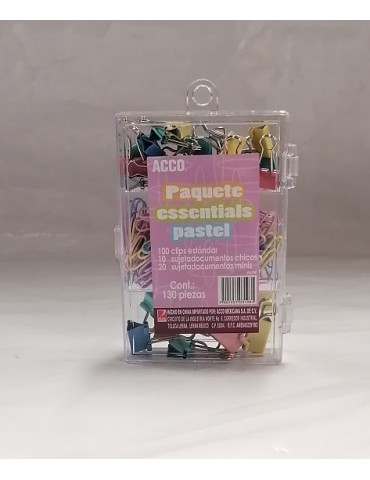 PAQUETE ACCO CLIPS/SUJETA DOCUMENTOS PASTEL C/130PZ P3198   X/40