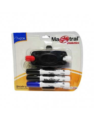 MARCADOR MAGISTRAL P/PIZARRON SURT. C/4PZ + BORRADOR 83544 X/12