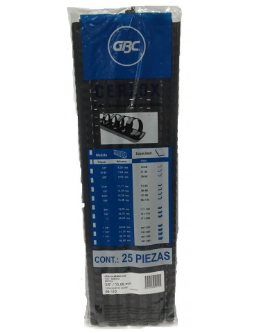 ARILLOS DE PLASTICO ACCO GBC NEGRO  5/8 C/25PZ M080432    X/10