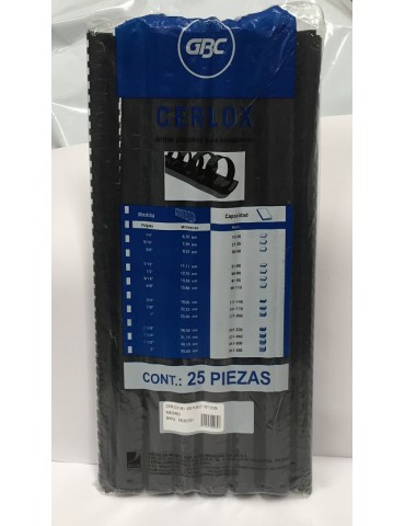 ARILLOS DE PLASTICO GBC CERLOX NEGRO 1 C/25PZ     X/5 ***