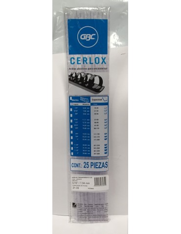 ARILLOS DE PLASTICO ACCO GBC CRISTAL  5/16 C/25PZ     X/10