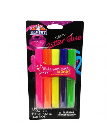 PEGAMENTO ELMERS GLITTER CLASSIC NEON C/5PZ      X/12