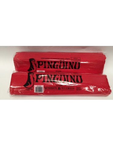 PAPEL CREPE PINGUINO ROJO NAVIDAD C/10          X/25