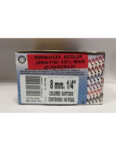 ESPIRAL PLASTICO BOFLEX ESPIRAFLEX SURTIDO 8MM 1/4 C/145PZ