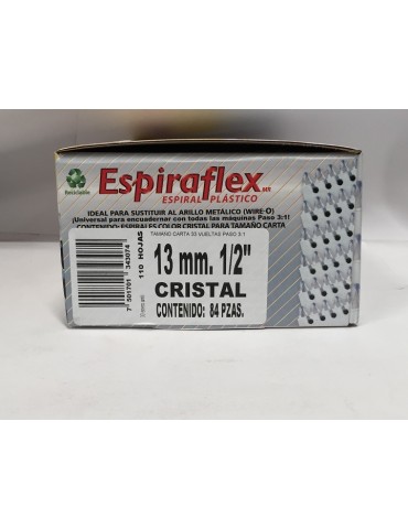 ESPIRAL PLASTICO BOFLEX ESPIRAFLEX CRISTAL 13MM 1/2 C/84PZ