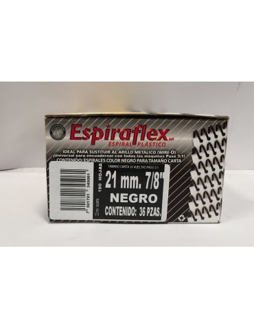 ESPIRAL PLASTICO BOFLEX ESPIRAFLEX NEGRO 21MM 7/8 C/36PZ