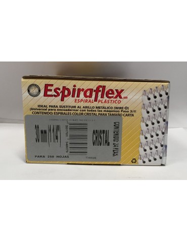 ESPIRAL PLASTICO BOFLEX ESPIRAFLEX CRISTAL 30MM 1 1/4 C/24PZ