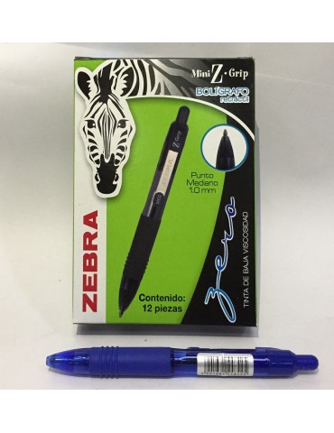 BOL. ZEBRA MINI Z-GRIP AZUL C/12PZ 7907-01