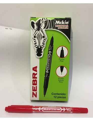 MARCADOR PERM.ZEBRA MCKIE 2 PUNTAS ROJO C/12PZ 4002