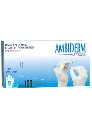 GUANTES AMBIDERM PLUS BLANCO GRANDE C/100     X/20