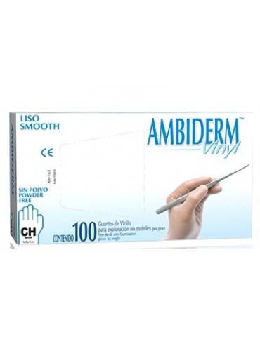 GUANTES AMBIDERM VINIL TRANSPARENTE MEDIANO C/100     X/20