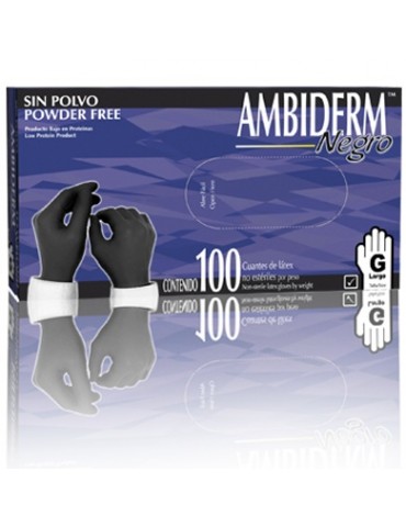 GUANTES AMBIDERM PLUS NEGRO GRANDE C/100     X/20