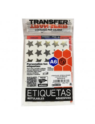 ETIQUETA ADH:TRANSFER ESTRELLA GRANDE PLATA C/105PZ      X/360