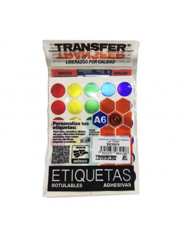 ETIQUETA ADH:TRANSFER CIRCULO SURTIDA C/90PZ      X/360