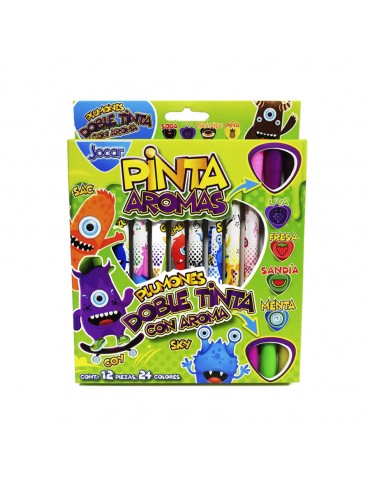 PLUMONES JOCAR DOBLES SURTIDO C/AROMA C/12PZ MDA     X/24