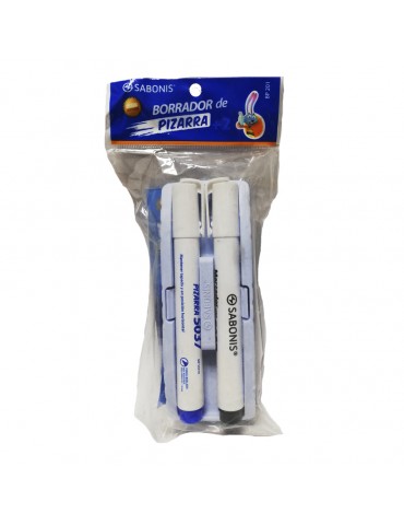 BORRADOR P/PIZARRON SABONIS CON PORTA MARCADOR BLC/1PZ