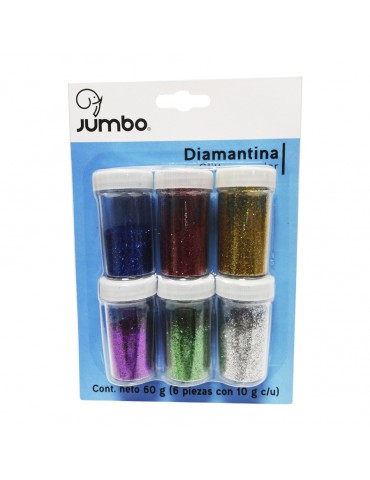 DIAMANTINA JUMBO COLORES 10GRS BLC/6PZ DIAMM6J    X/48