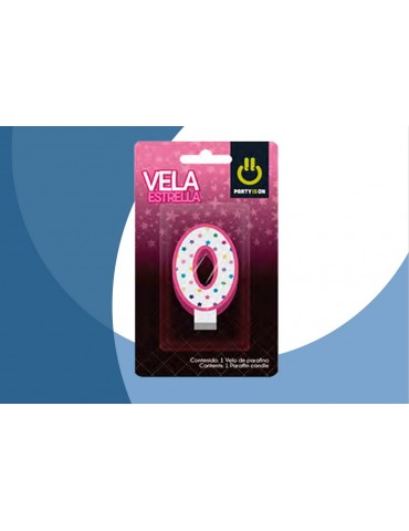 VELA NUMERICA ESTRELLA ROSA 0 BLC/1PZ   X/12