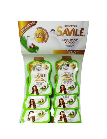 SHAMPOO SAVILE SOBRE LECHE DE COCO C/16PZ     X/12