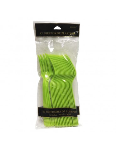 TENEDORES AMSCAN VERDE KIWI BLC/20PZS 7112