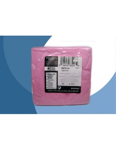 SERVILLETA COCTEL AMSCAN ROSA C/50PZ 7102