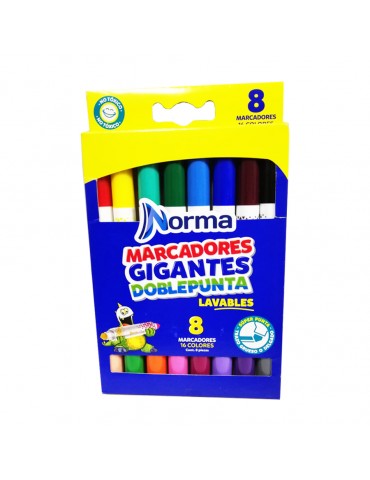 MARCADOR NORMA GIGANTES LAVABLES D.PUNTA C/8PZ 544611      X/24