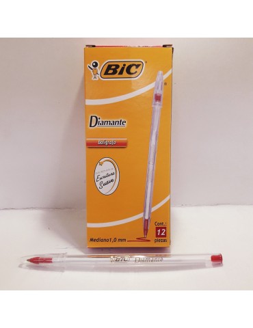 BOL. BIC DIAMANTE MEDIANO ROJO C/12PZ   X/36***