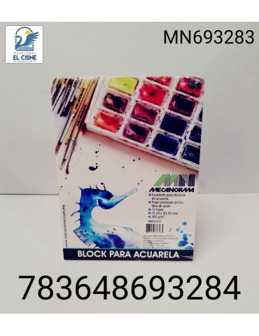 BLOCK ACUARELA MECANORMA 300GRS 15.24X20.32CM C/12HJS