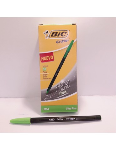 BOL. BIC CRISTAL ULTRAFINO .07 VERDE LIMA C/12PZ            X/18